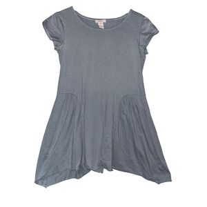 Sundance Womens XS Blue Gray Cotton Short Sleeve Handkerchief Hem Tunic Top